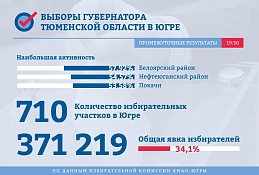 Выборы губернатора Тюменской области: промежуточные результаты явки на 19:30